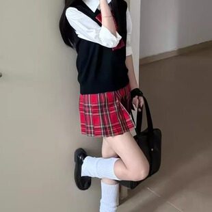 jk格裙夏季 学院风jk制服半身裙小众格纹短裙百搭长袖 衬衫 花火