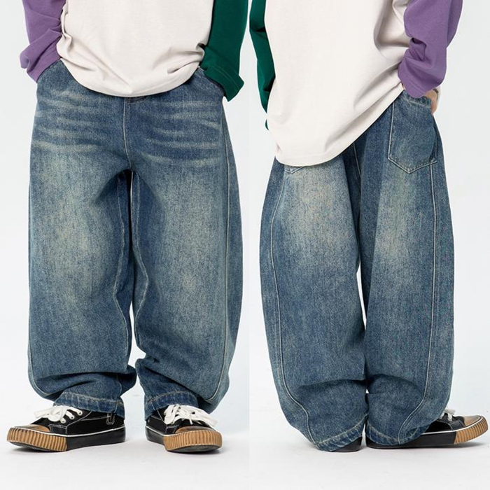 儿童软牛仔裤蓝色水洗直筒裤休闲