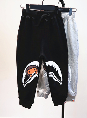 25男童春秋潮酷卡通纯棉运动裤儿童长裤中大童黑灰色百搭休闲卫裤