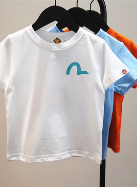 2025夏季男童女童潮牌纯棉卡通短袖T恤 宝宝宽松白色百搭半袖背心
