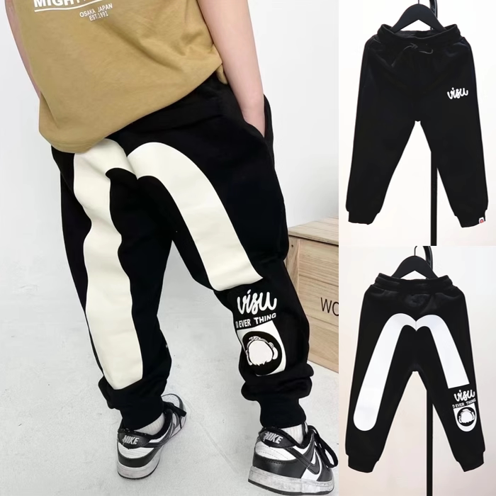 男童春秋冬裤子 2026儿童潮牌M黑色纯棉加绒运动裤中大童休闲长裤