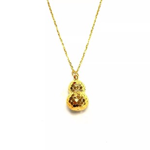 10mm 安伯曼18K金葫芦切面蜂窝吊坠配银项链碎碎冰14