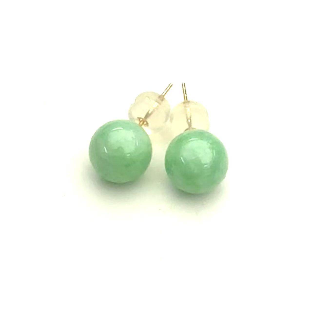 安伯曼18k金缅甸老坑a货翡翠甜绿耳钉8-9mm,珠宝/钻石/翡翠,耳饰,淘宝优惠券,粉丝福利购,淘宝优惠卷
