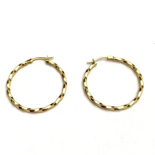 安伯曼意大利金莫比乌斯18K金波浪纹圈圈耳环30mm