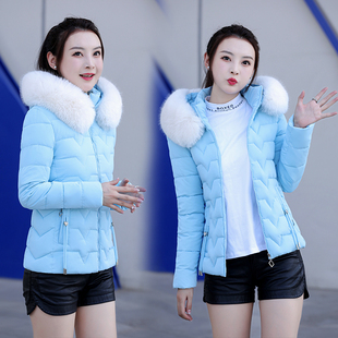 可拆卸帽大毛领收腰羽绒棉衣女秋冬短款 洋气小个子棉袄棉服外套潮