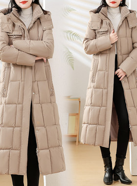 可拆卸帽加厚棉衣女中长款2026冬装大码修身收腰棉袄过膝棉服外套