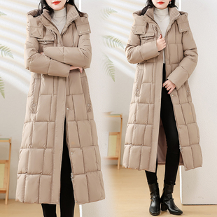 可拆卸帽加厚棉衣女中长款2026冬装大码修身收腰棉袄过膝棉服外套