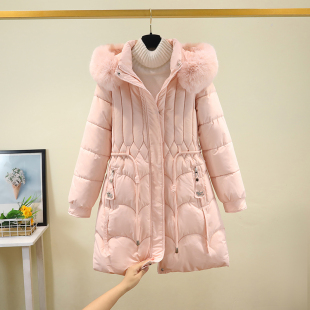 加厚爆款 宽松收腰棉服小个子棉袄冬外套 可拆卸帽羽绒棉衣女中长款