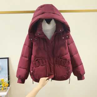 可拆卸帽加厚棉服冬新款 羽绒棉衣女外套小个子宽松面包服保暖棉袄
