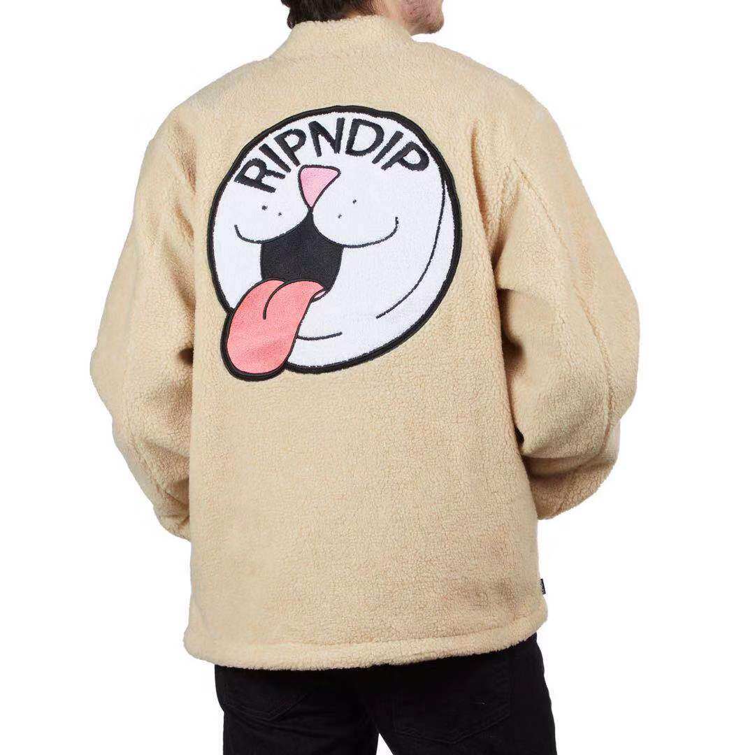 【Ohh】现货RIPNDIP PILL SHERPA VARSITY JACKET 贱猫夹克外套