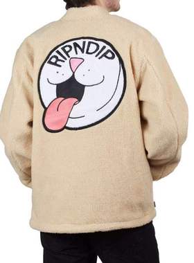 【Ohh】现货RIPNDIP PILL SHERPA VARSITY JACKET 贱猫夹克外套