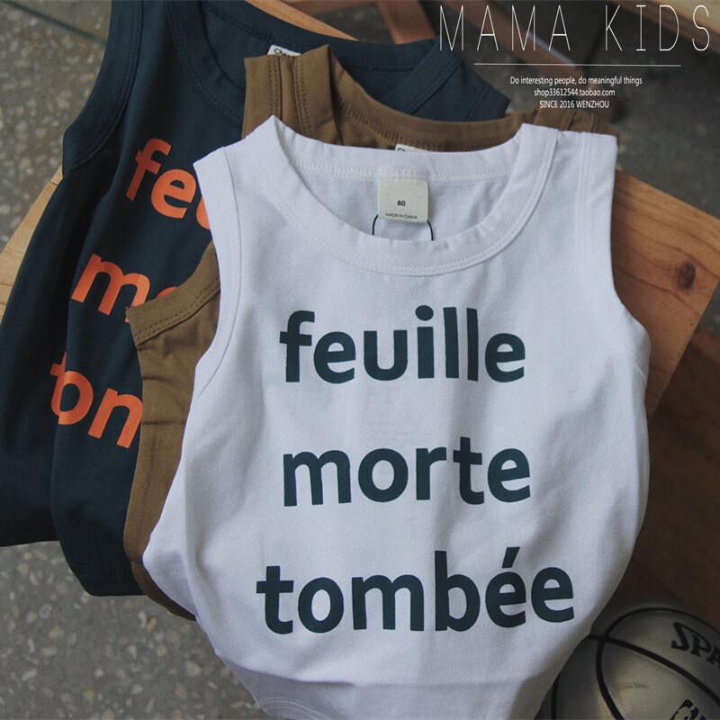 mama kids 夏天英文字母背心 ins热款休闲三色无袖衫