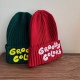 儿童毛线帽男女童日系保暖针织字母冷帽过年圣诞款