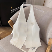 通勤轻熟风时髦轻奢高级感夏季 辣妹V领挂脖马甲女2025春季 新款 搭