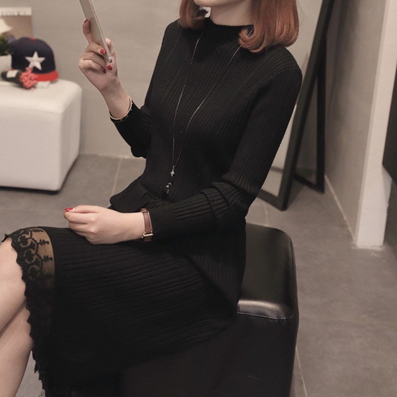 春季2019新款装中长款蕾丝毛衣裙过膝修身打底衫针织连衣裙女秋冬在类目 女装/女士精品, 毛衣中 - 来自Buy2taobao.com提供专业的淘宝代购服务
