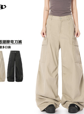 OREETA丨酷飒风工装裤男女美式复古潮休闲裤子直筒宽松阔腿裤跨境