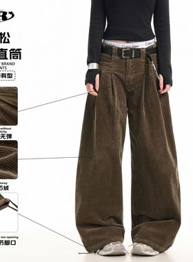 OREETA丨美式复古灯芯绒工装裤男女可穿冬季宽松阔腿直筒休闲裤