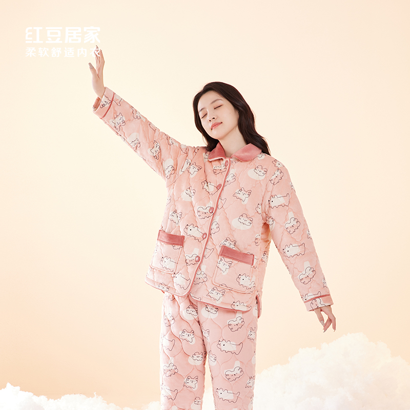 红豆家居服套装女加厚款3J710