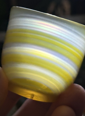 天然巴玉金丝双层满圈冰透七彩炫彩彩虹光虹膜玛瑙茶杯主人杯摆件
