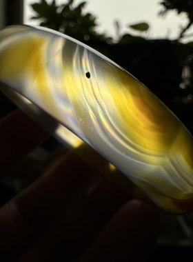 天然巴玉水墨三彩冰透七彩极光彩虹光虹膜玛瑙手镯闪丝祥云55口径