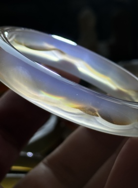 天然马料海洋玉髓高冰一线山景彩虹光虹膜玛瑙手镯七彩云海景观56