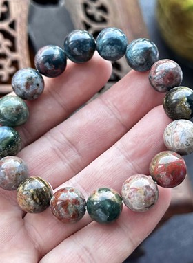 云臻阁天然海洋玉髓海洋碧玉七彩珠子手链手串