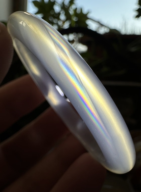 天然马料白冰高冰刚透七彩极光炫彩彩虹光虹膜玛瑙手镯飘彩50口径
