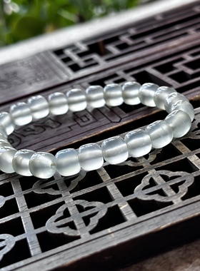 天然海洋玉髓高冰冰飘青绿冷冰老型珠白雪棉絮珠子手串手链卡8.5