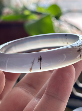 云臻阁天然巴西玛瑙玉髓原色草花管子冰感冰透小树风景意境手镯57