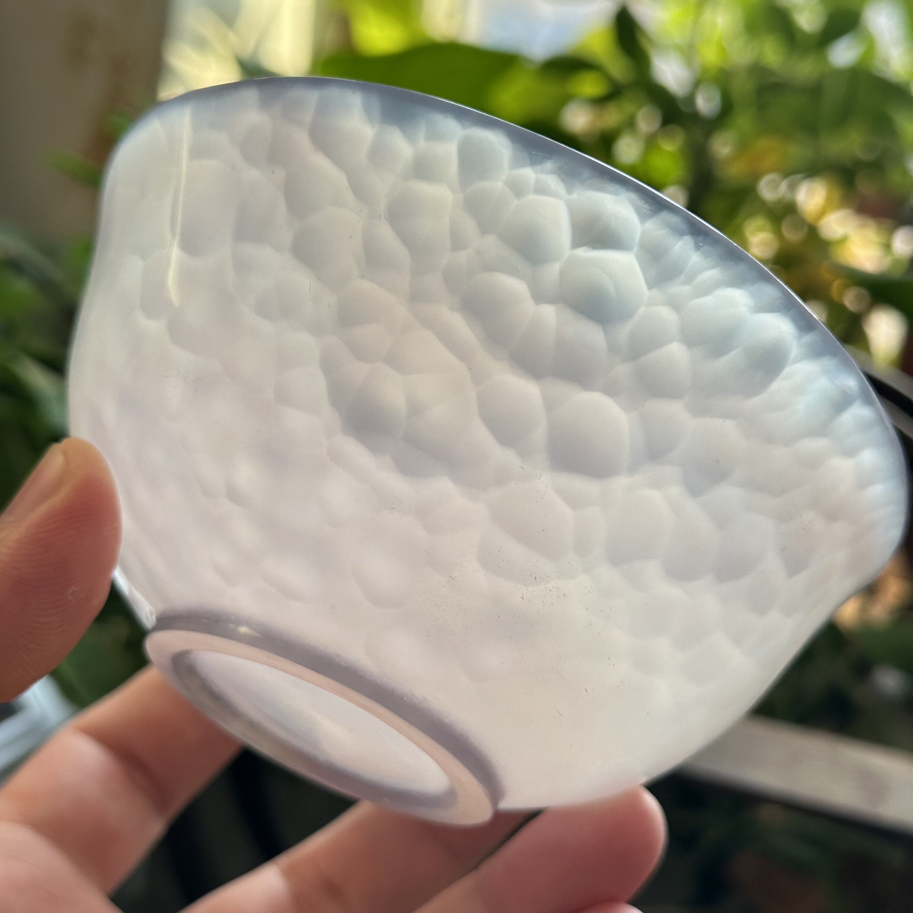 天然海洋玉髓高冰紫鱼鳞纹万里腾云景银河星脉玛瑙茶碗大碗摆件