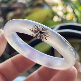 天然巴玉帝王紫草花大花冰透紫玉髓水墨绽放花朵鱼鳞纹玛瑙手镯52