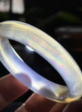 天然马料海洋玉髓高冰白冰鱼鳞纹透七彩极光彩虹光虹膜玛瑙手镯54