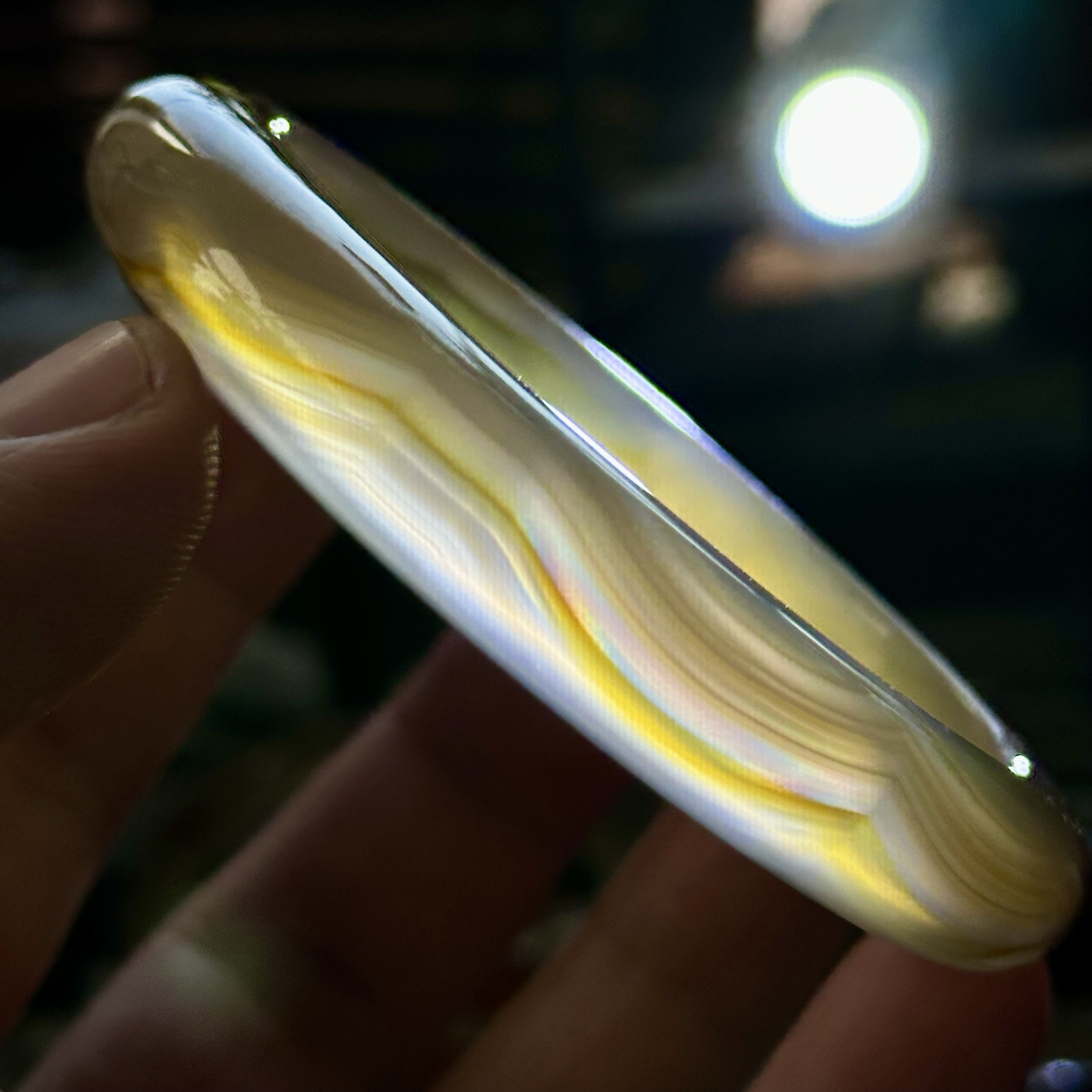天然高冰玉髓金丝彩虹玛瑙手镯冰透七彩极光风景起伏立体意境62口
