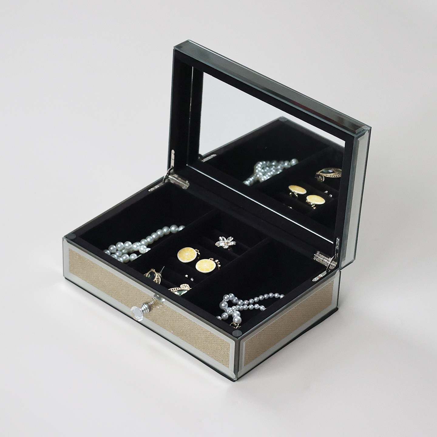 特价高档玻璃首饰盒黄金珠宝戒指收纳盒大容量结婚礼物精致饰品盒