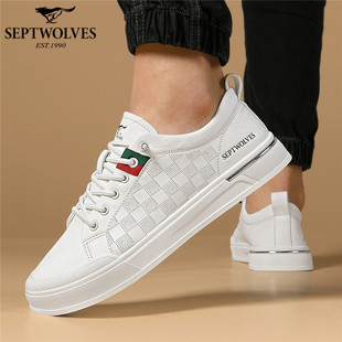 七匹狼2026春季新款免系懒人一脚蹬休闲板鞋增高软底男鞋休闲皮鞋