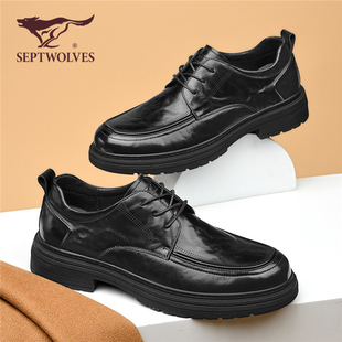 七匹狼男士德比鞋夏季新款头层牛皮休闲男鞋商务厚底真皮皮鞋男