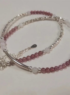 易烊千玺类四同款手链粉色小串珠甜美气质小众设计手串手饰