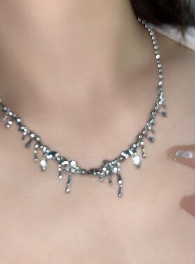 不锈钢液态金属水滴熔岩系列锁骨链女 ins小众设计嘻哈个性锁骨链