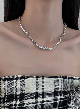 不规则褶皱扭曲项链嘻哈甜酷冷淡风毛衣链新款欧美高级感项饰