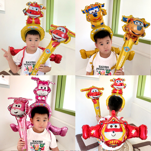 儿童卡通超级飞侠主题蝴蝶翅膀发箍手持气球宝宝生日派对装扮道具