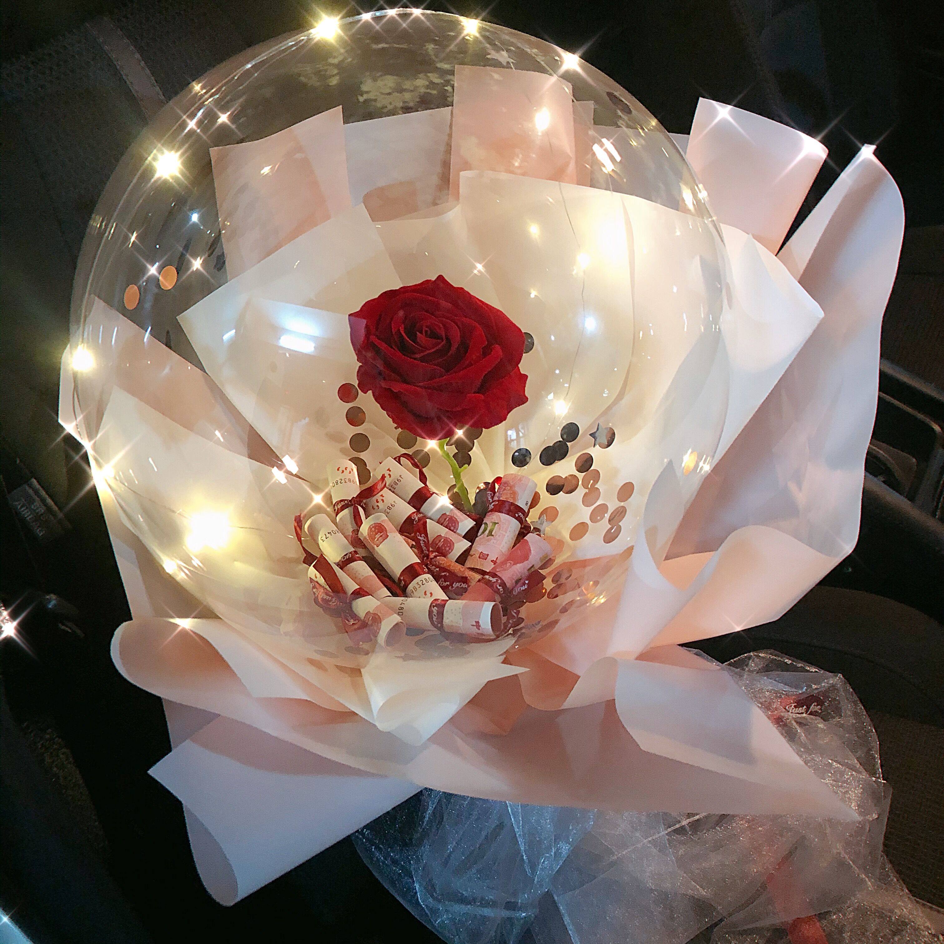 七夕情人节网红发光波波球玫瑰花束气球王子diy生日礼物送女友