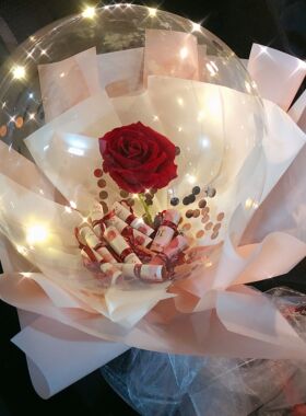 七夕情人节网红发光波波球玫瑰花束气球王子diy生日礼物送女友