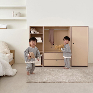 可比熊旗舰店实木儿童组合衣柜斗柜卧室收纳柜子简约现代韩式衣橱