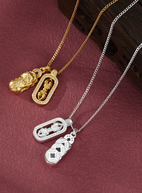 S925纯银貔貅金刚杵项链女新中式国潮吊坠韦雪同款精致锁骨链