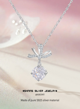 S925纯银蝴蝶结项链女小众设计轻奢高级感锁骨链爆款饰品