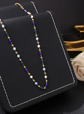 花迹彩色串珠颈链新款小清新锁骨链轻奢时尚礼物项链