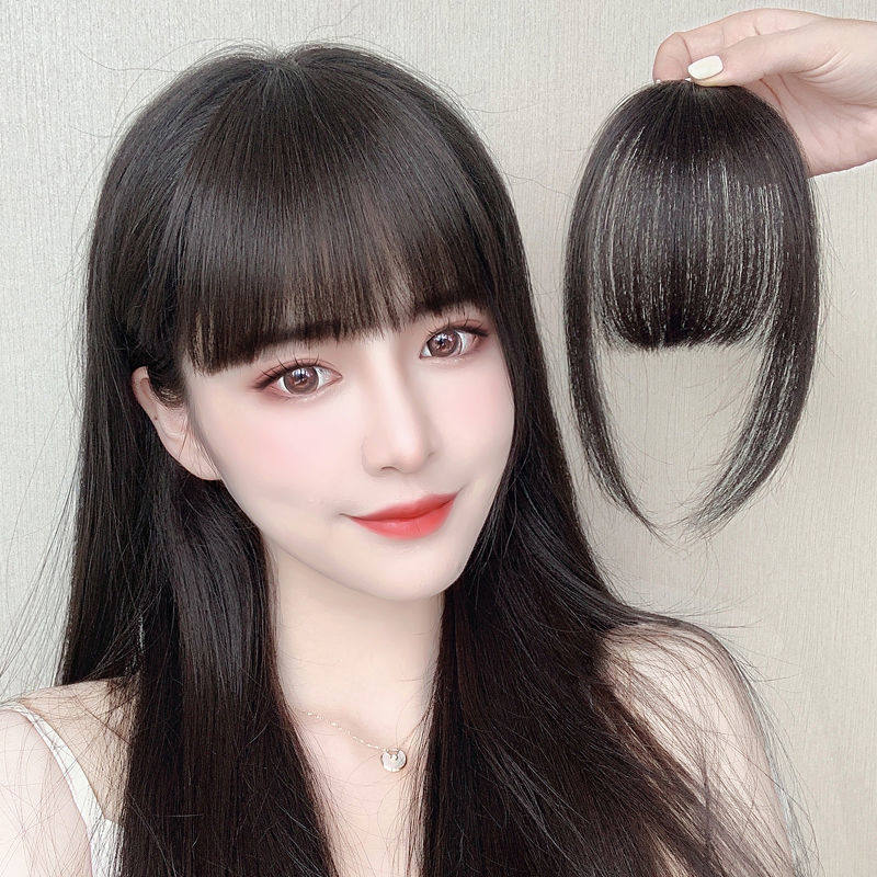 漫画刘海一刀切lisa同款蓬松超a自然全手织眉上空气刘海假发片