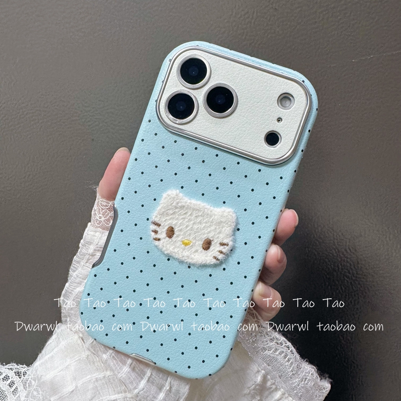 日韩ins可爱KT猫满屏波点大视窗iPhone17promax手机壳16Pro Max美少女15pro max软13p保护12网红11全包15plud