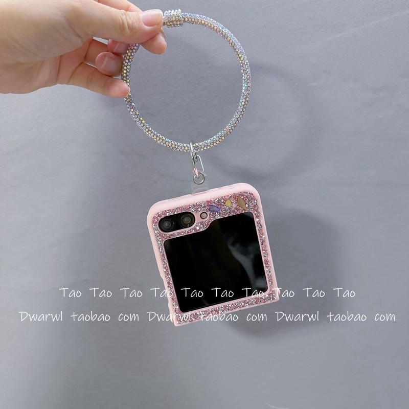 高级感闪钻蝴蝶结立体手提环适用三星Galaxy Z Fold6折叠屏手机壳zfold5/4闺蜜女W23 5G保护W24/w22高档fold3