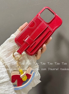 美少女ins可爱卡包小马新年酒红色适用iPhone17手机壳苹果16pro max全包边15女款14软13新款ip17ProMax创意